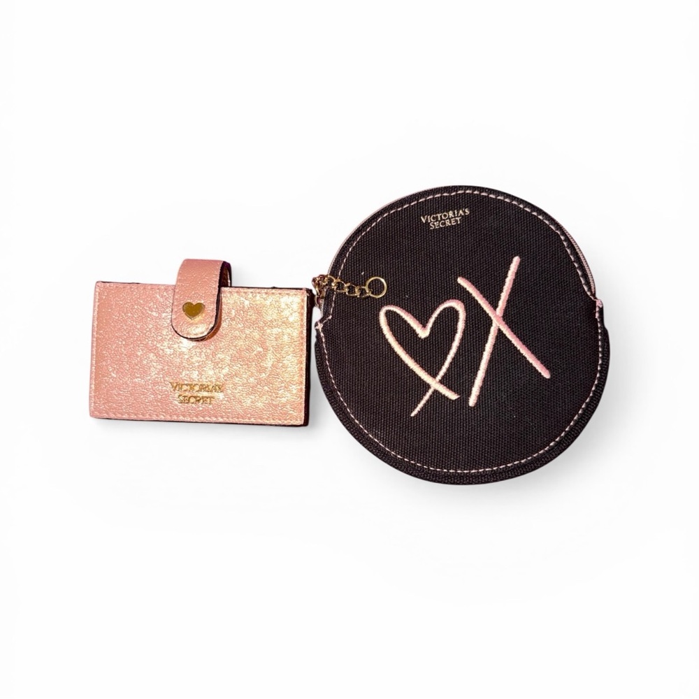 Victoria’s Secret Black Coin Holder And Shiny Card holder Wallet Used VS